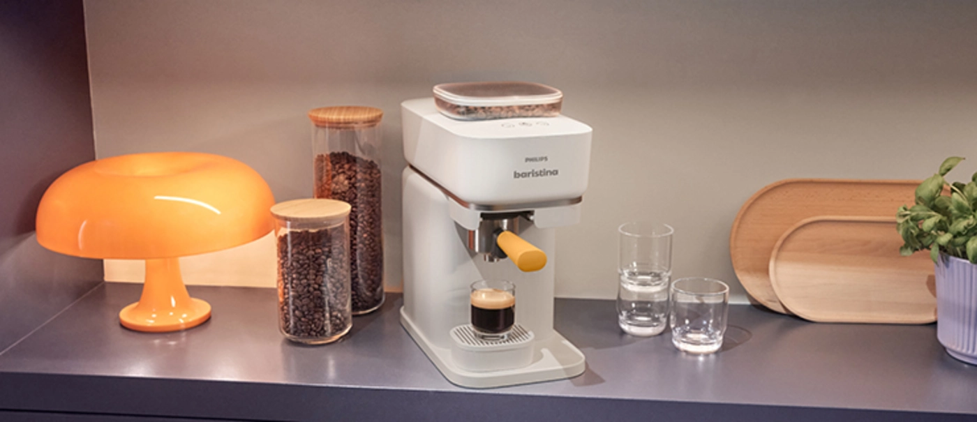 Baristina-Kaffeemaschine in der Ausstellung.